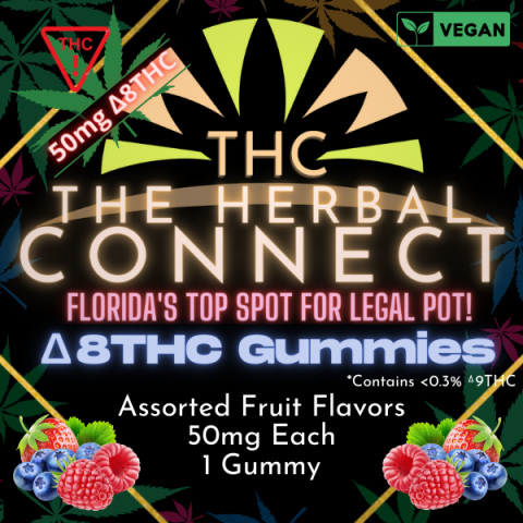 The Herbal Connect's 50mg Delta 8 THC Fruit Gummies