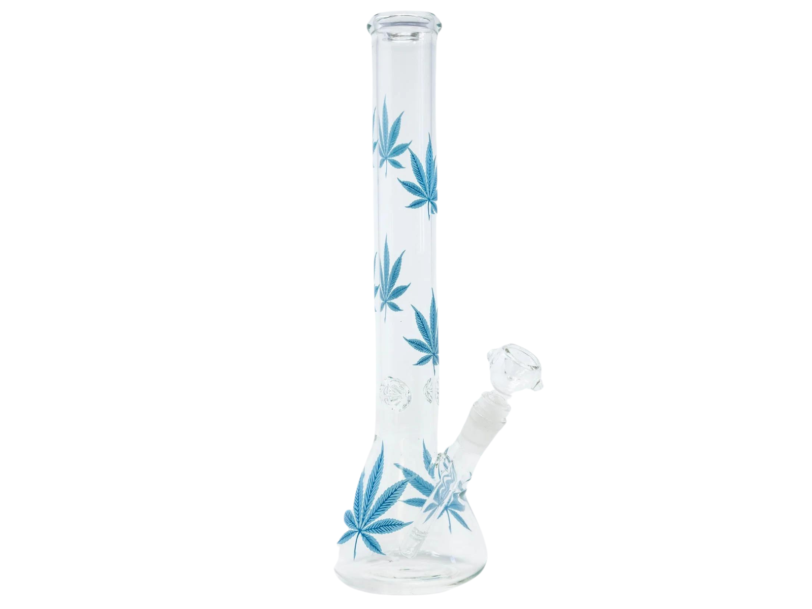 14in Straight Neck Blue Leaf Beaker Water Pipe w/ Ice Catcher