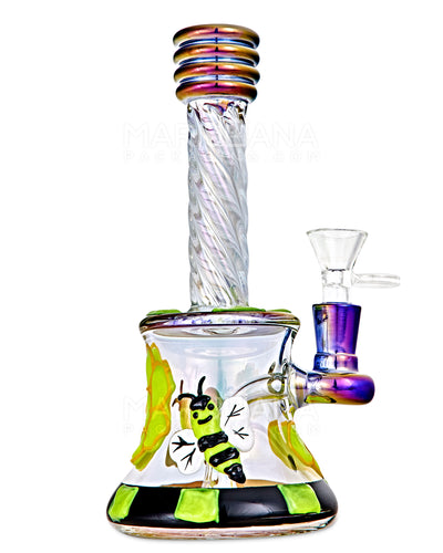 8" Spiral Neck Diffused Perc Honey Bee Glass Bell Water Pipe
