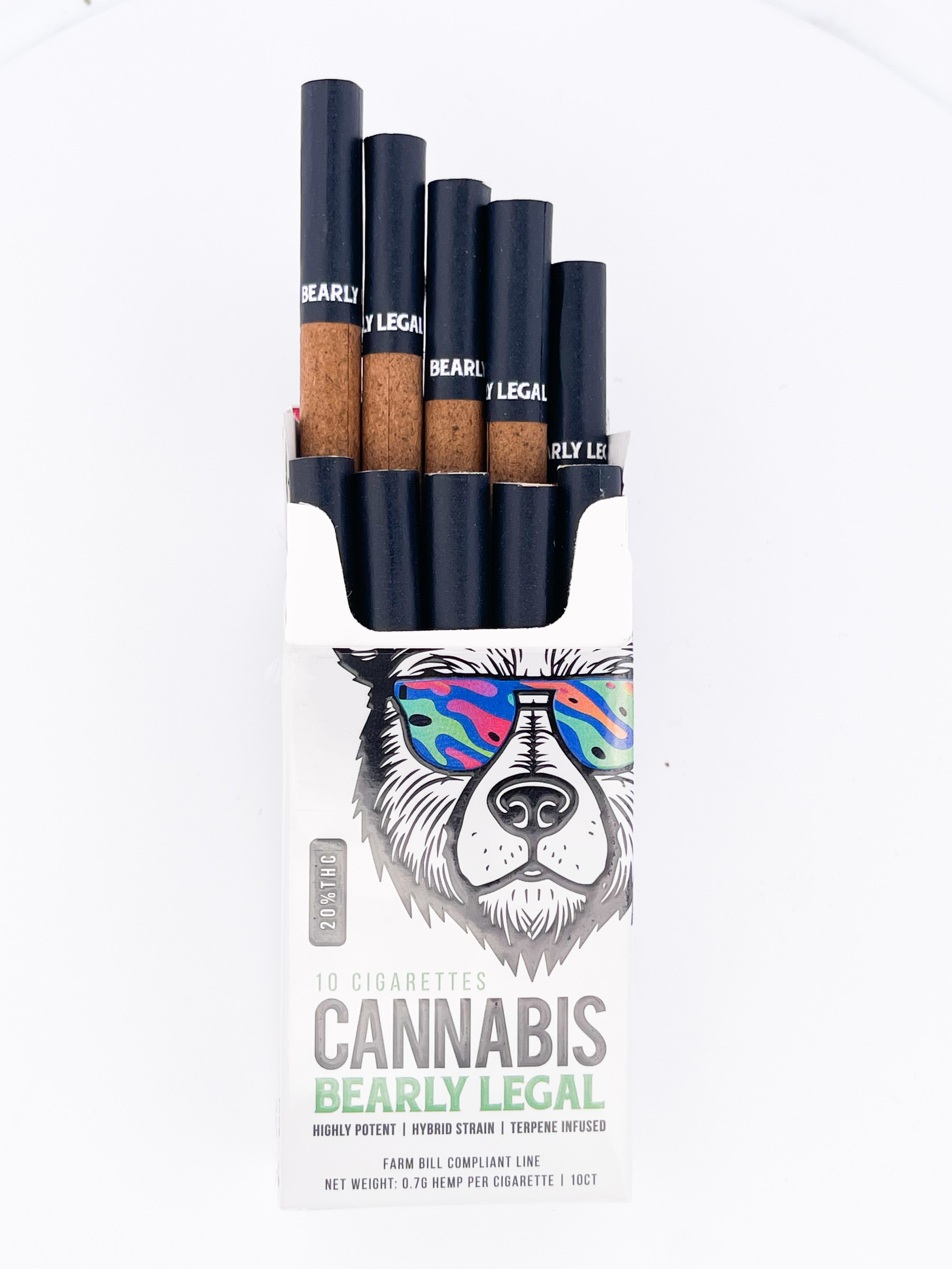 Bearly Legal THCA Hemp Cigarettes - 20% THCA - 10 count