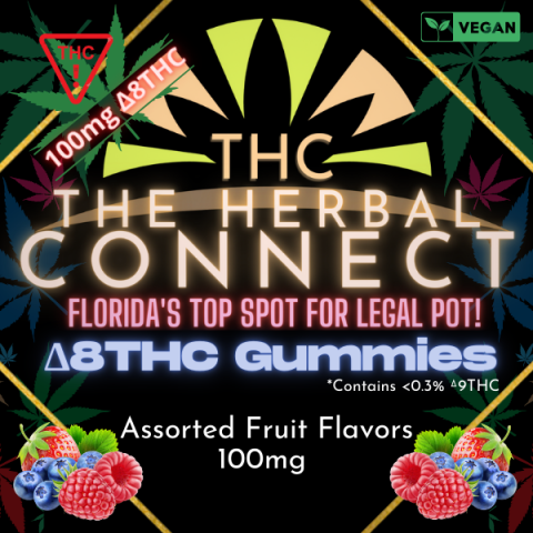The Herbal Connect's 100mg Delta 8 THC Fruit Gummies