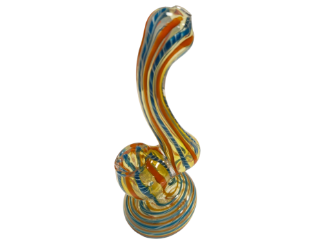 Small Color Changing Multicolor Striped Glass Sherlock Bubbler